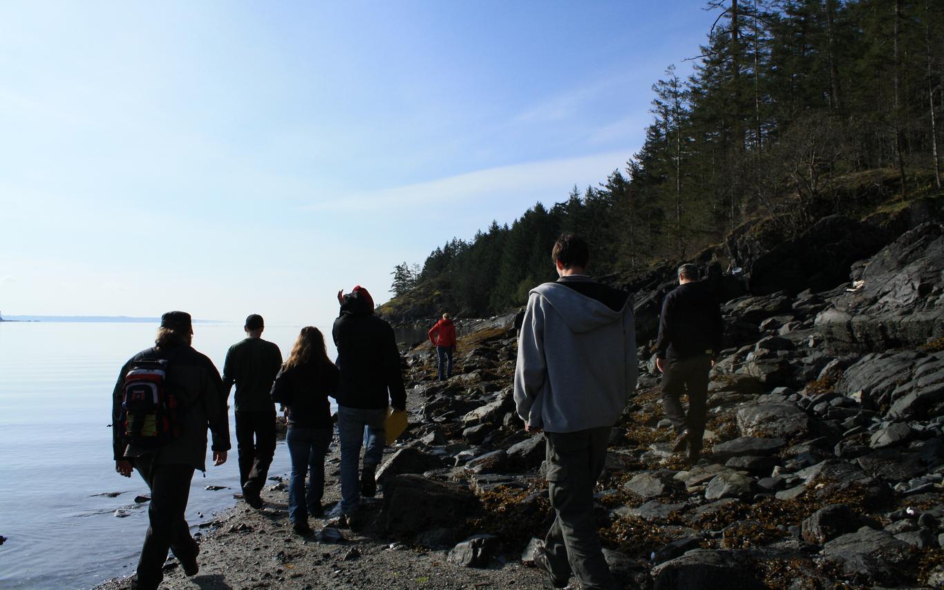 Students doing field work